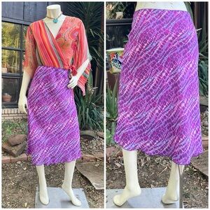 Vintage Y2K Purple Lavender Geo Abstract Printed Midi Skirt Size L/XL